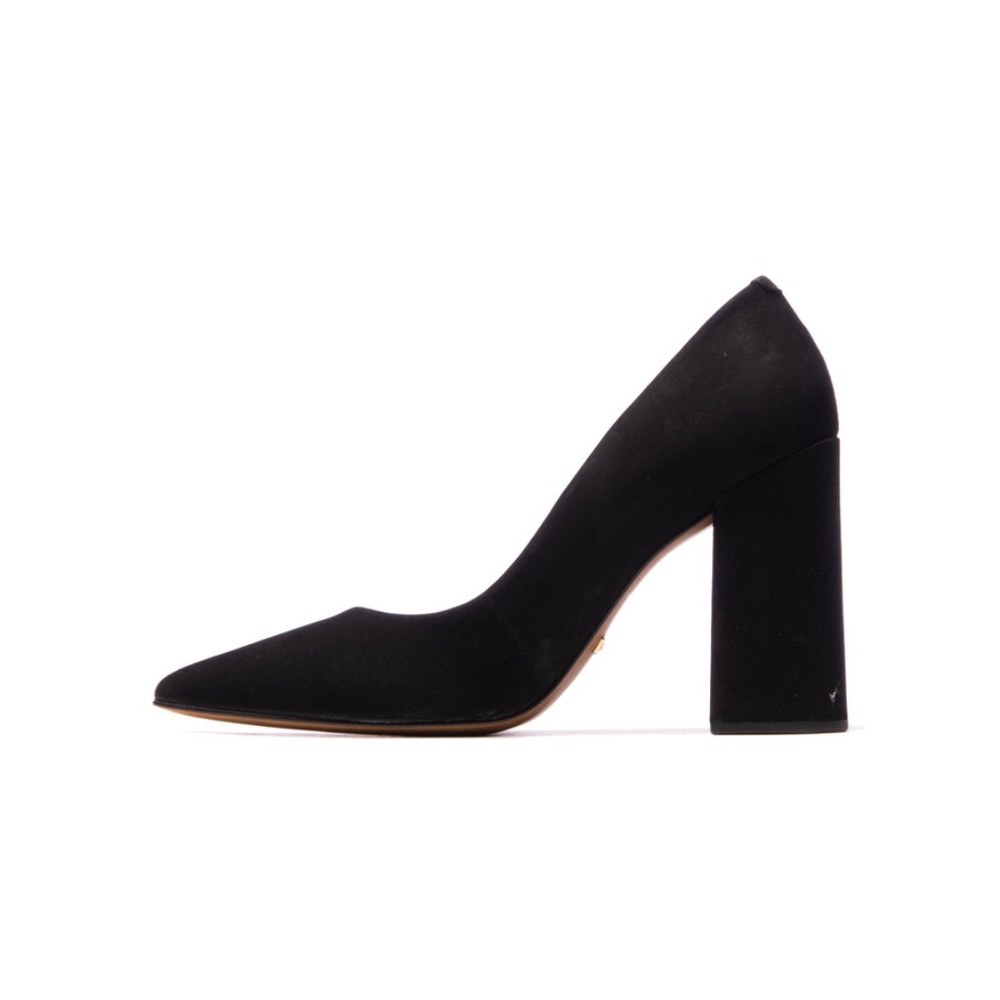 MARTA MIDNIGHT BLACK (deep navy) NUBUCK leather block heels, size 41 (US 10)